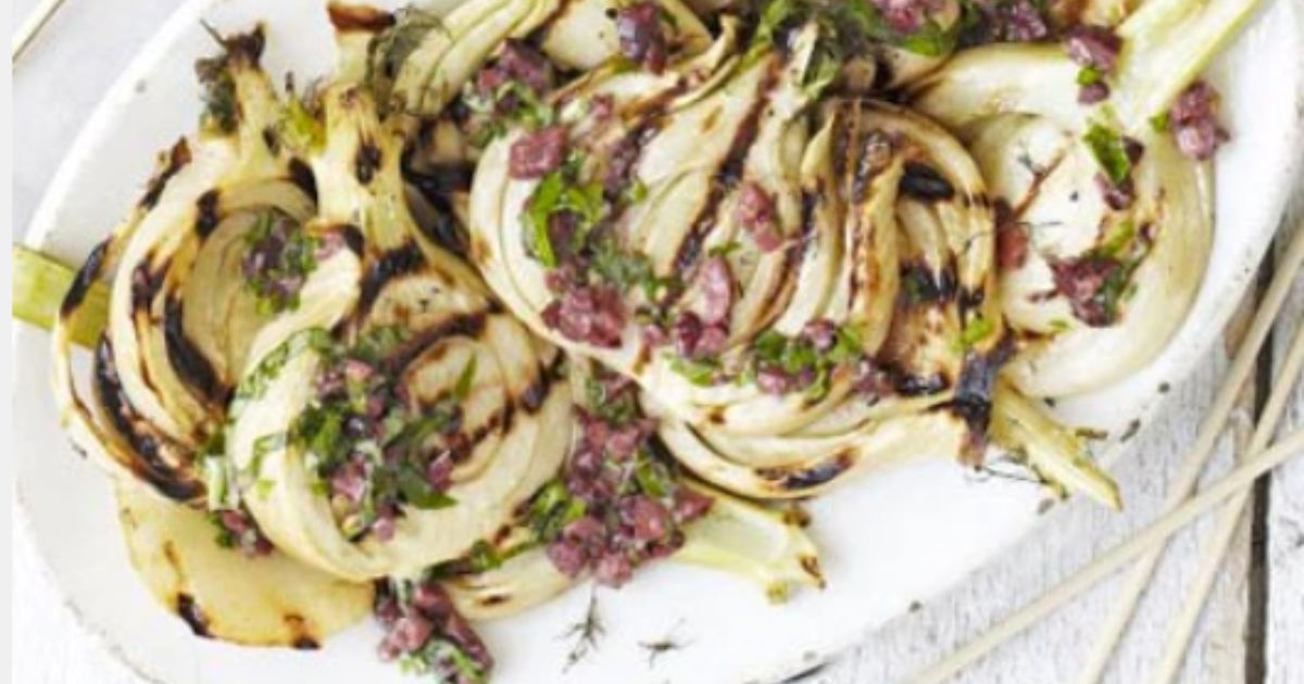 Barbecued Fennel with Black Olive Dressing | Groobarb's Wild Farm