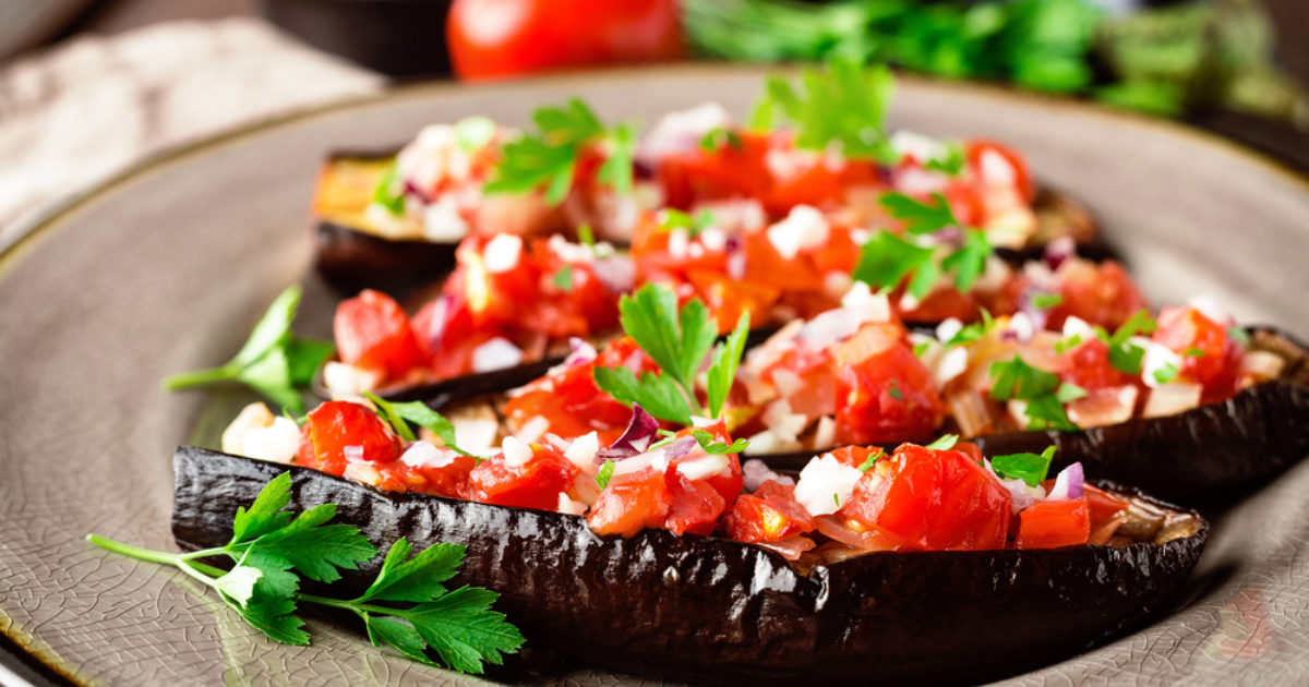 Grilled Aubergine and Tomato Salad | Groobarb's Wild Farm