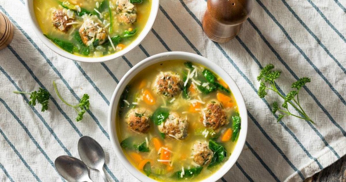Spring Greens and Meatball Soup | Groobarb's Wild Farm