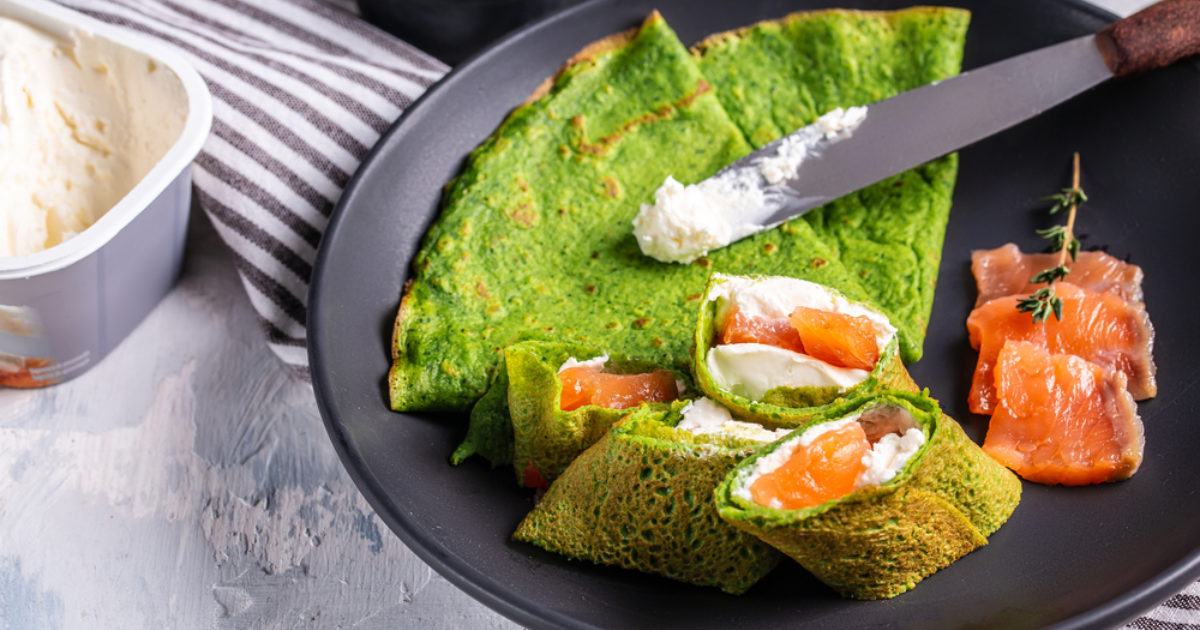 Spinach Pancakes with Smoked Salmon | Groobarb's Wild Farm
