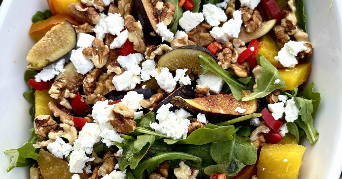 Golden Beetroot, Fig, Feta, Chilli & Walnut Salad | Groobarb's Wild Farm