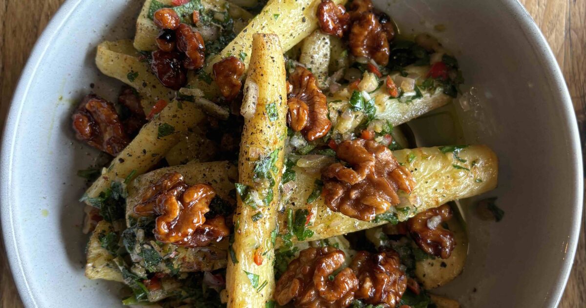 Parsnips with Chimichurri & Walnut | Groobarb's Wild Farm