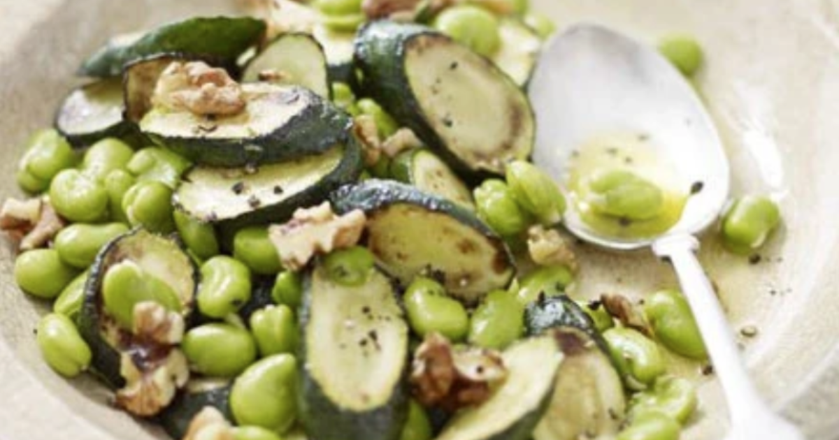 Broad bean & courgette salad | Groobarb's Wild Farm