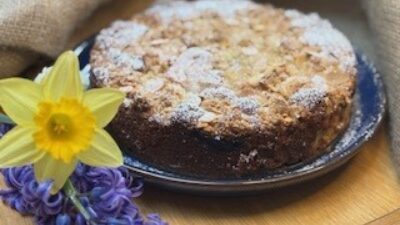 Rhubarb Orange and Almond Crumble Cake