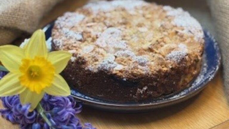 Rhubarb Orange and Almond Crumble Cake