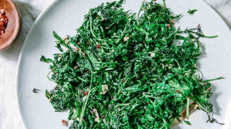 Sauteed carrot greens 110